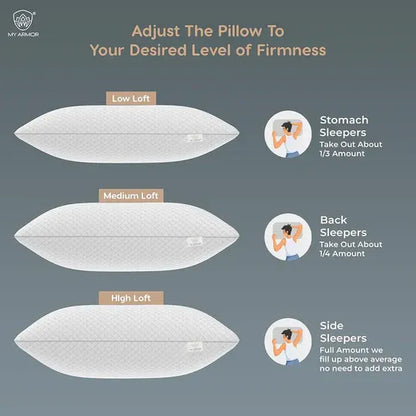 Height Adjustable Conjugate Fiber Sleeping Pillows with Zip and Extra Fibre / Pack of 1