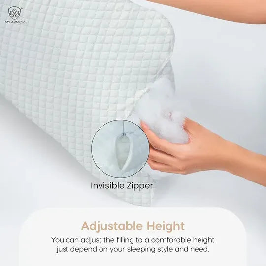 Height Adjustable Conjugate Fiber Sleeping Pillows with Zip and Extra Fibre / Pack of 1