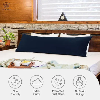 Microfiber Long Body Pillow for Pregnancy - Full Body (Grey+Navy Blue)