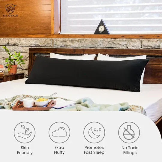 Straight Microfiber Long Body Pillow for Pregnancy - Full Body (Black)
