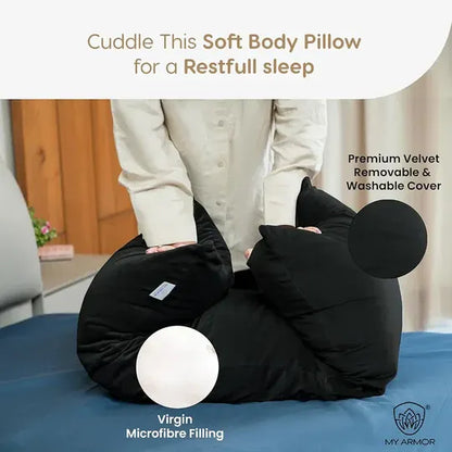 Straight Microfiber Long Body Pillow for Pregnancy - Full Body (Black)
