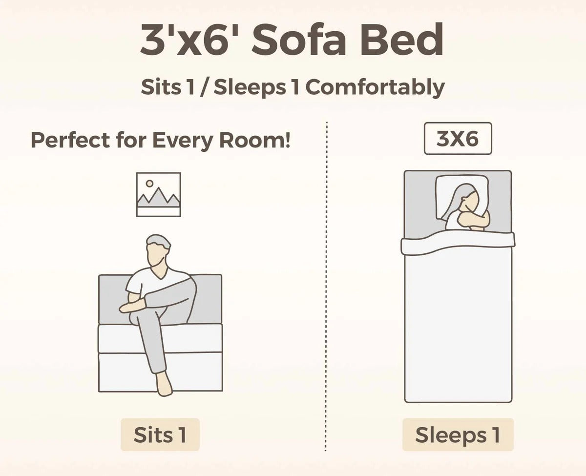 SOFA CUM BED  3x6' Single Seater  / Silver / 1 Threadbare Cushions