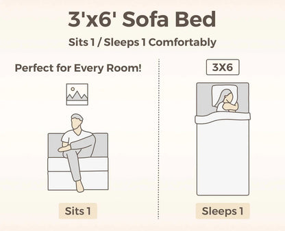 SOFA CUM BED  3x6' Single Seater  / Silver / 1 Threadbare Cushions