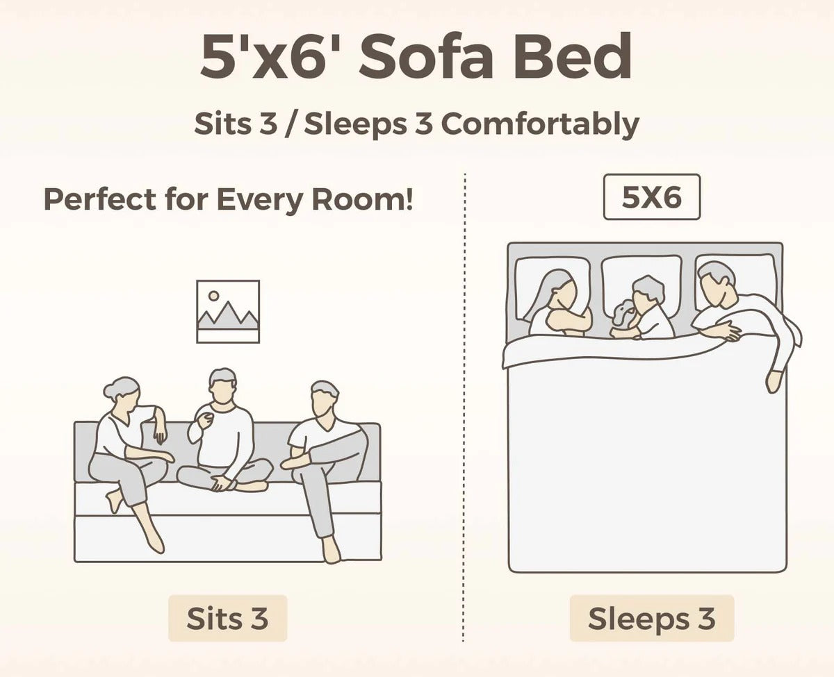 SOFA CUM BED  5x6' Three Seater  / Silver / 3 Threadbare Cushions