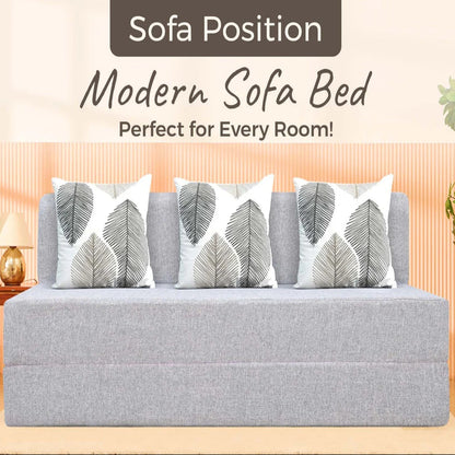 SOFA CUM BED  5x6' Three Seater  / Silver / 3 Threadbare Cushions