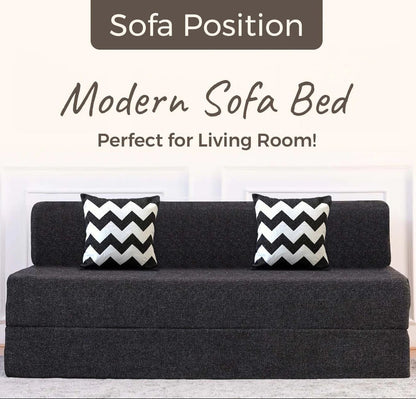 SOFA CUM BED  5x6' Three Seater / Dark Grey / 3 Zig Zag Cussions