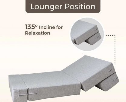SOFA CUM BED  3x6' Single Seater  / Silver / 1 Threadbare Cushions