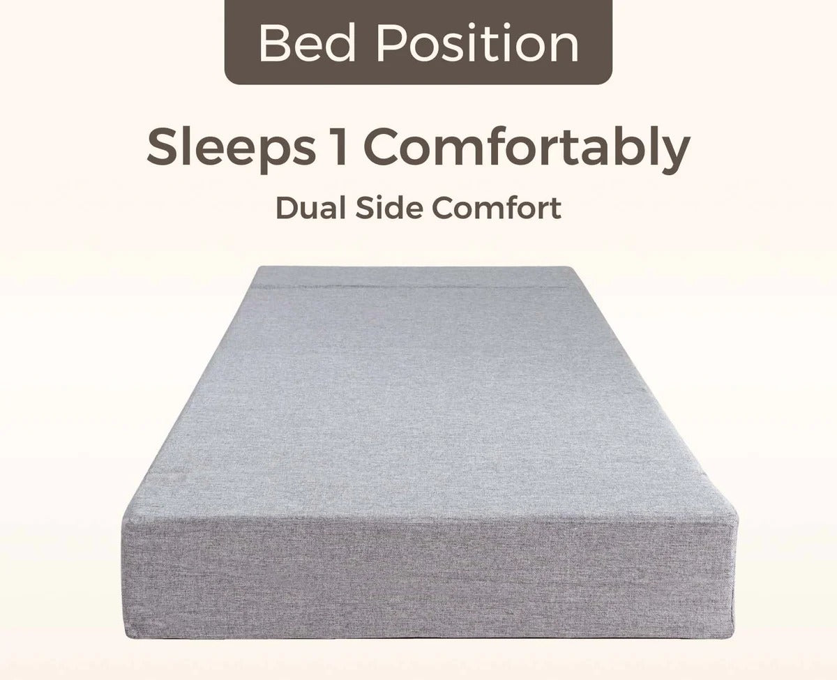 SOFA CUM BED  3x6' Single Seater  / Silver / 1 Threadbare Cushions