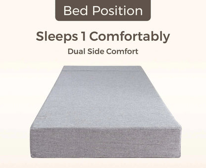 SOFA CUM BED  3x6' Single Seater  / Silver / 1 Threadbare Cushions