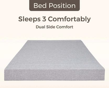 SOFA CUM BED  5x6' Three Seater  / Silver / 3 Threadbare Cushions