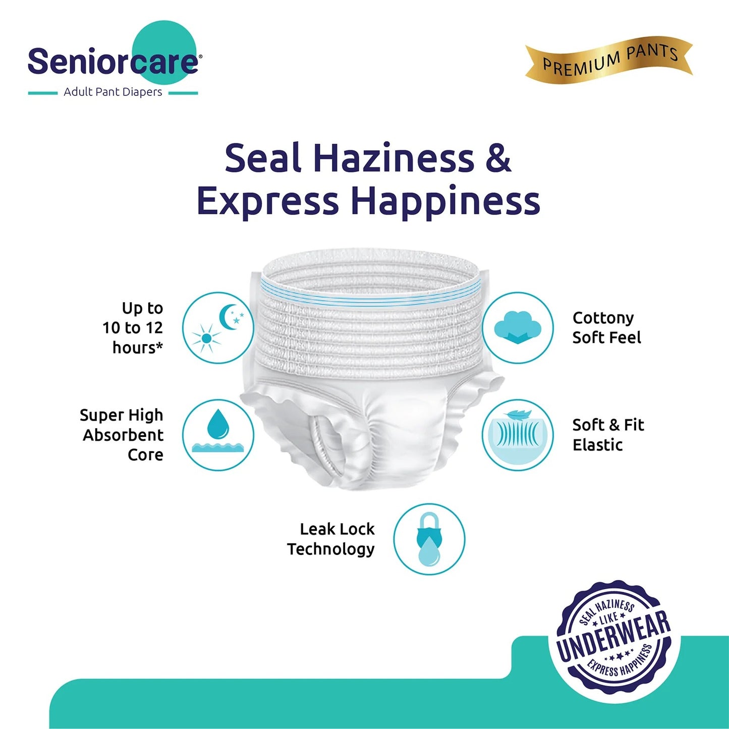 SeniorCare Premium Adult Pull Up Diaper Pants - M-L (Waist 28"-45") - 40 Count