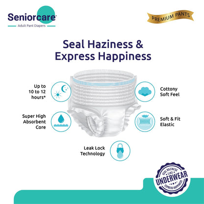 SeniorCare Premium Adult Pull Up Diaper Pants - M-L (Waist 28"-45") - 40 Count