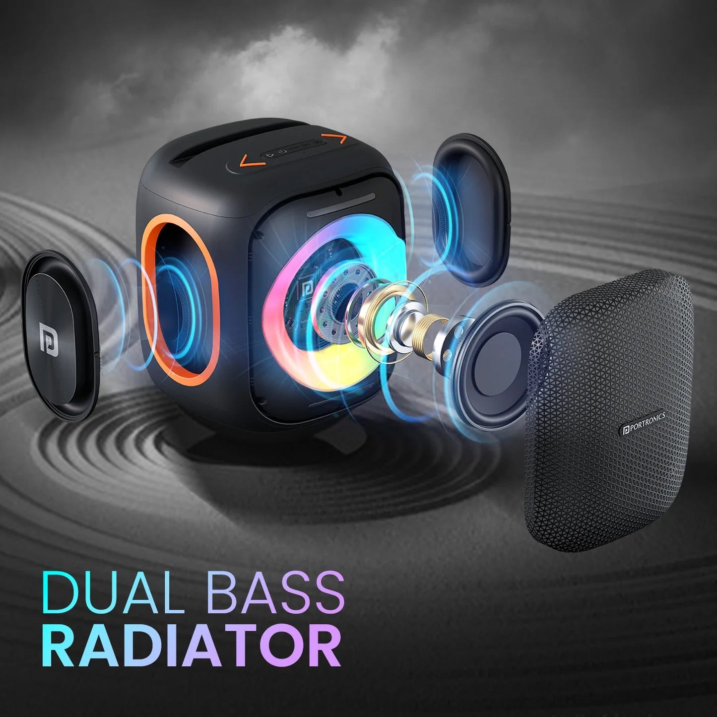 Party Speaker Dual Wireless Karaoke Mic | Dual Bass Radiator | Upto 6 Hour Playtime | Type C Fast charging