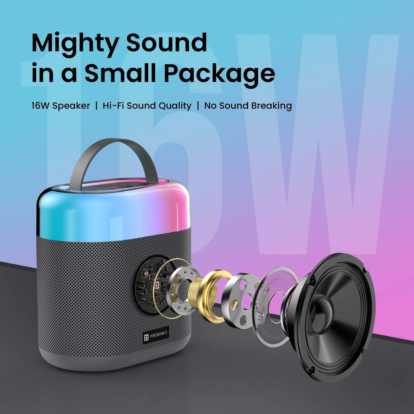 Party Speaker Dash3 5 Hour Playtime| Dynamic RGB Lights | 16W Speaker | 5 Voice Effect
