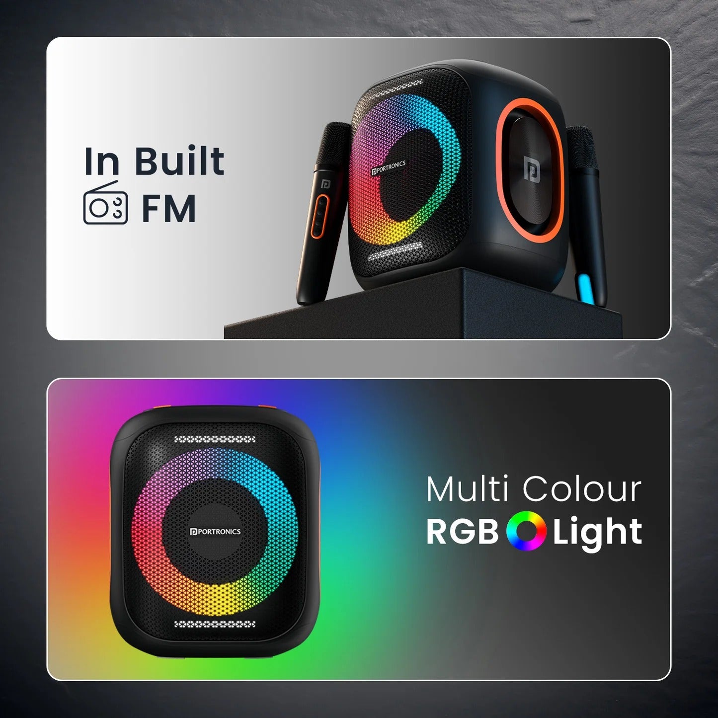 Party Speaker Dual Wireless Karaoke Mic | Dual Bass Radiator | Upto 6 Hour Playtime | Type C Fast charging
