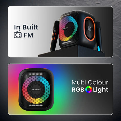 Party Speaker Dual Wireless Karaoke Mic | Dual Bass Radiator | Upto 6 Hour Playtime | Type C Fast charging
