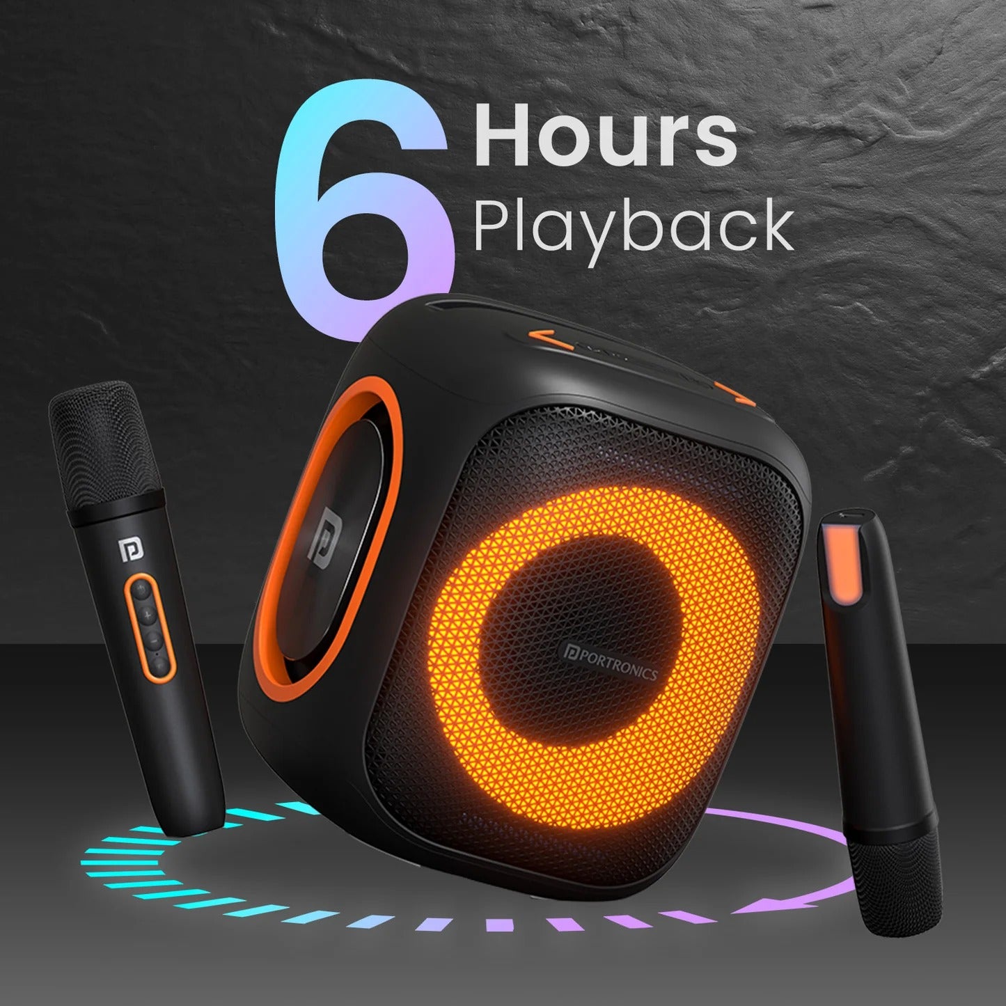 Party Speaker Dual Wireless Karaoke Mic | Dual Bass Radiator | Upto 6 Hour Playtime | Type C Fast charging