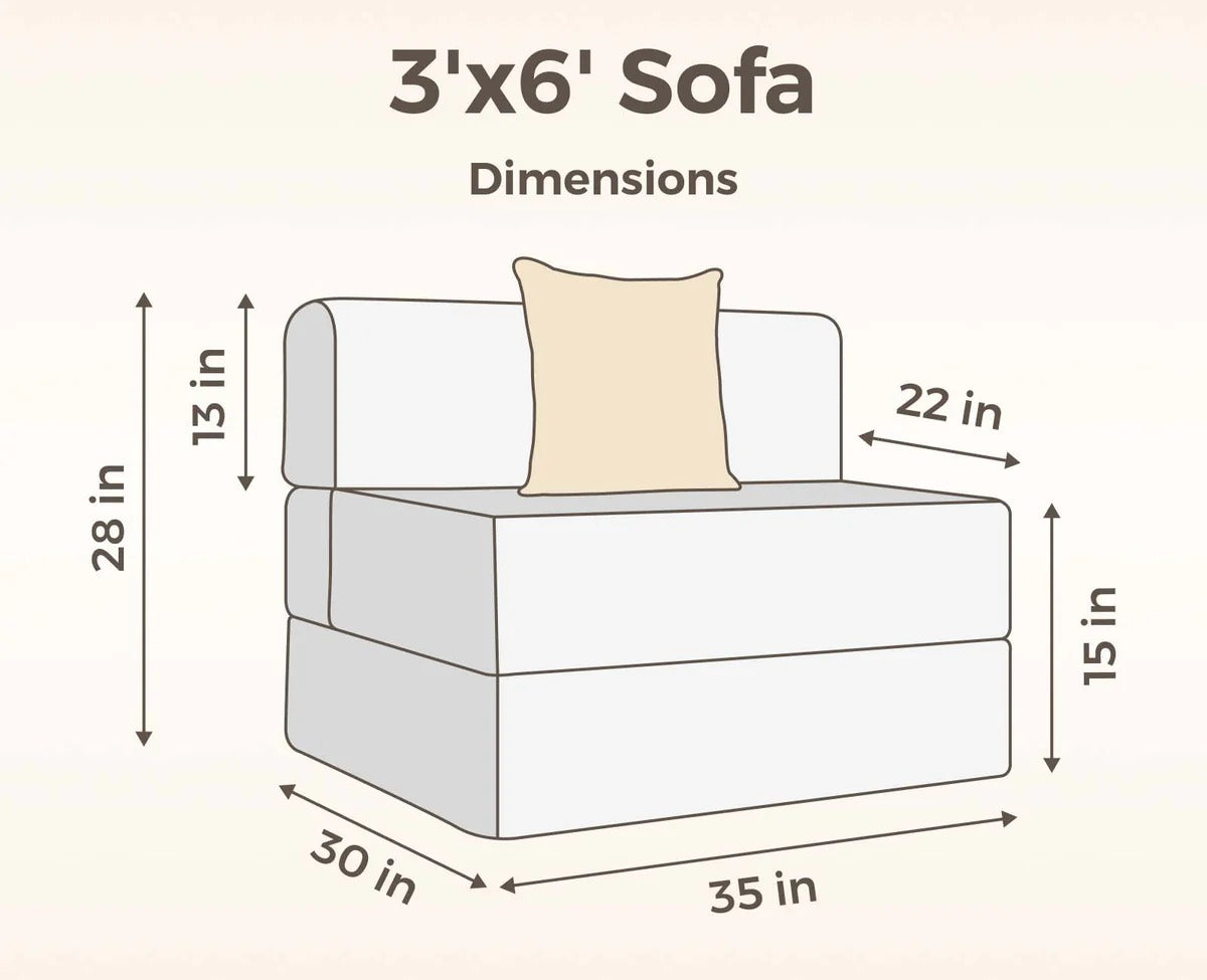 SOFA CUM BED  3x6' Single Seater  / Silver / 1 Threadbare Cushions