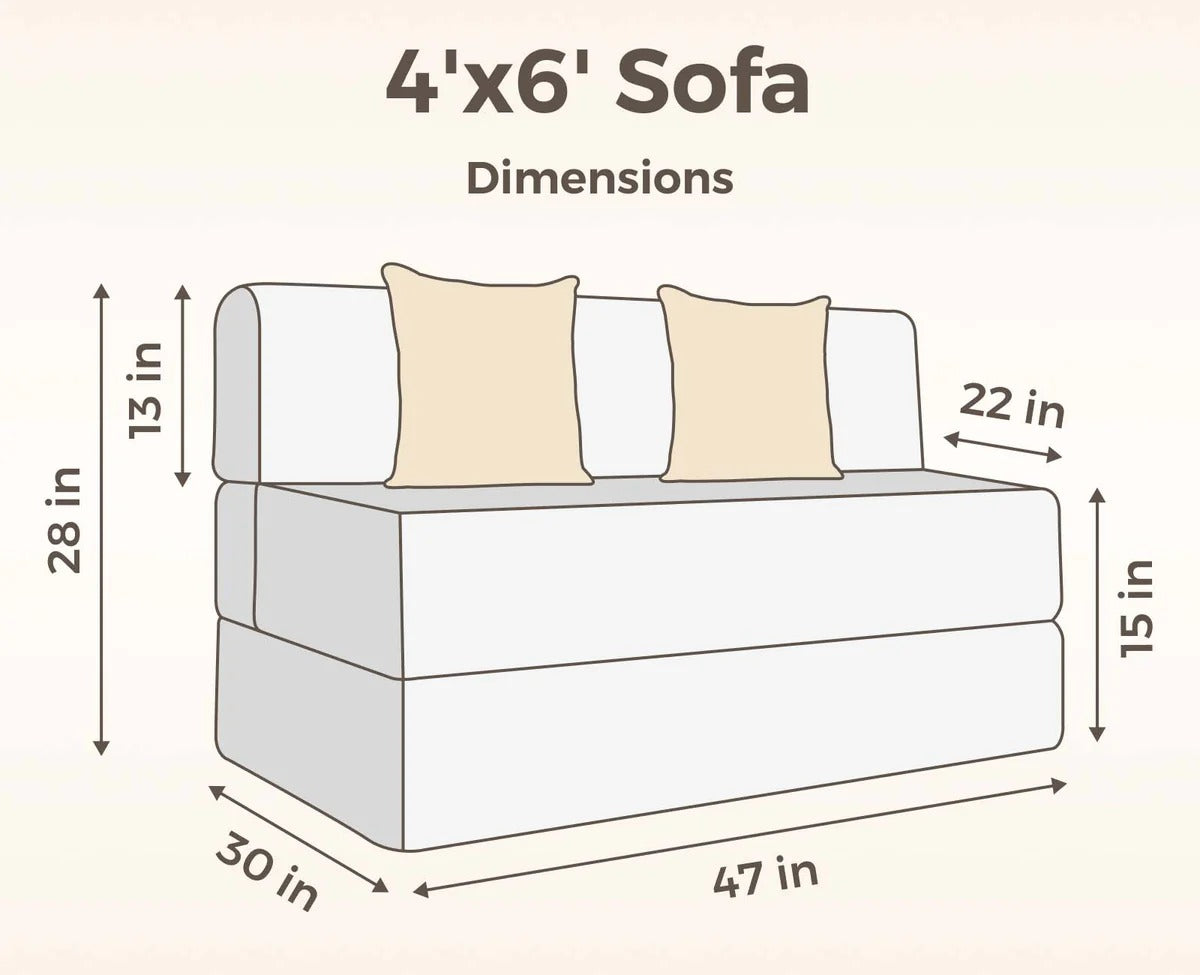 SOFA CUM BED  4x6' Double Seater  / Silver / 2 Threadbare Cushions