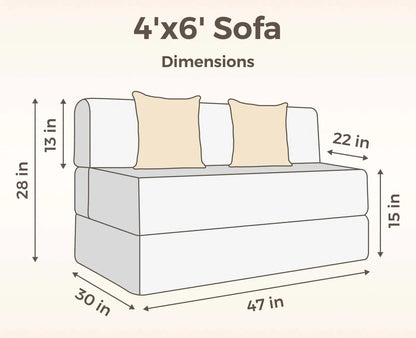 SOFA CUM BED  4x6' Double Seater  / Silver / 2 Threadbare Cushions