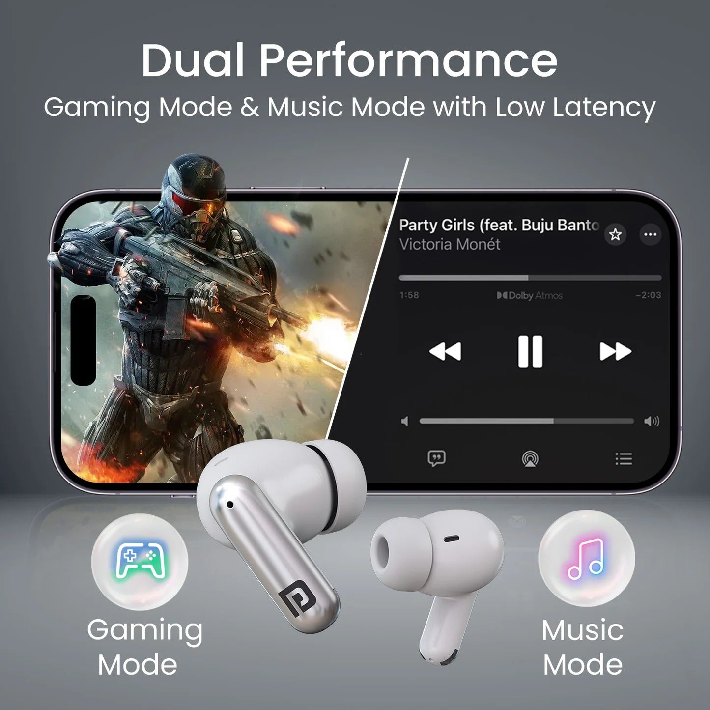 Smart TWS Air Bud Upto 30 Hour Playtime | Game & Music Mode | Bluetooth Version 6 | Type C Fast Charging