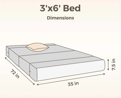 SOFA CUM BED  3x6' Single Seater  / Silver / 1 Threadbare Cushions