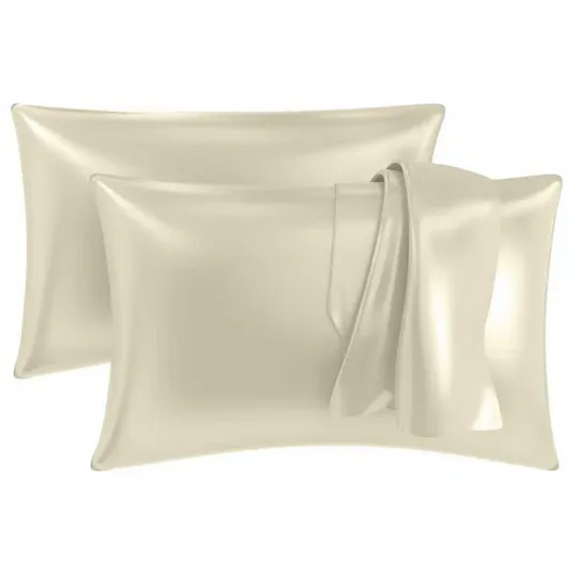 Premium Satin Silk Pillow Covers - Cream, Pack of 1 (18''x28'')