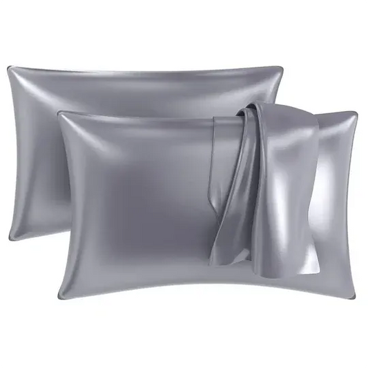 Premium Satin Silk Pillow Covers - Grey, Pack of 1 (18''x28'')