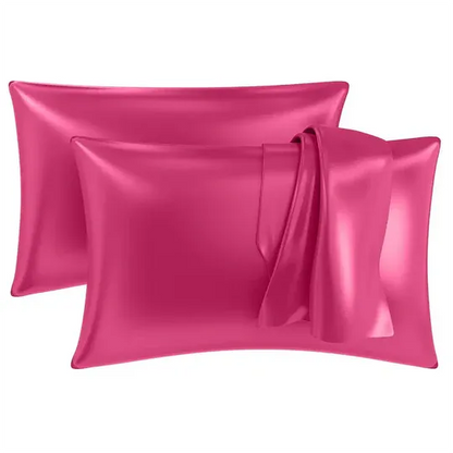 Premium Satin Silk Pillow Covers - Pink, Pack of 1  (18''x28'')