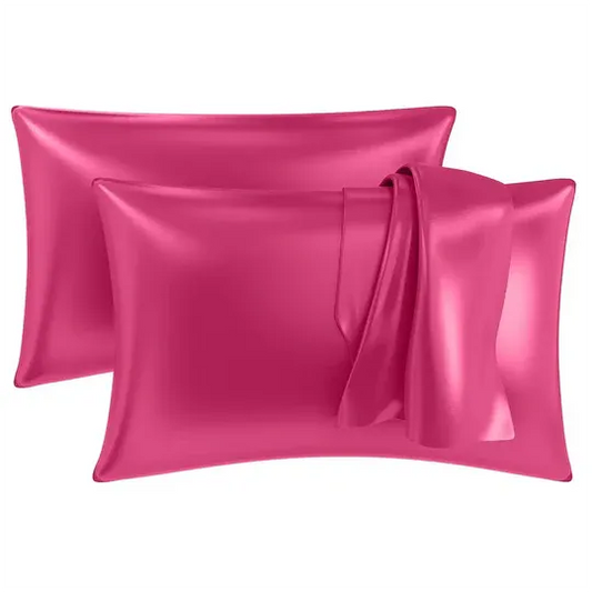 Premium Satin Silk Pillow Covers - Pink, Pack of 1  (18''x28'')