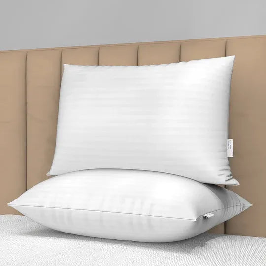 Height Adjustable Microfiber Pillows White Stripes 16 x 24 inches / Pack of 1