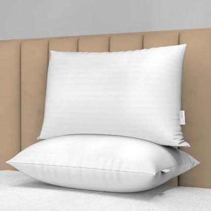 Height Adjustable Microfiber Pillows White Stripes 16 x 24 inches / Pack of 1