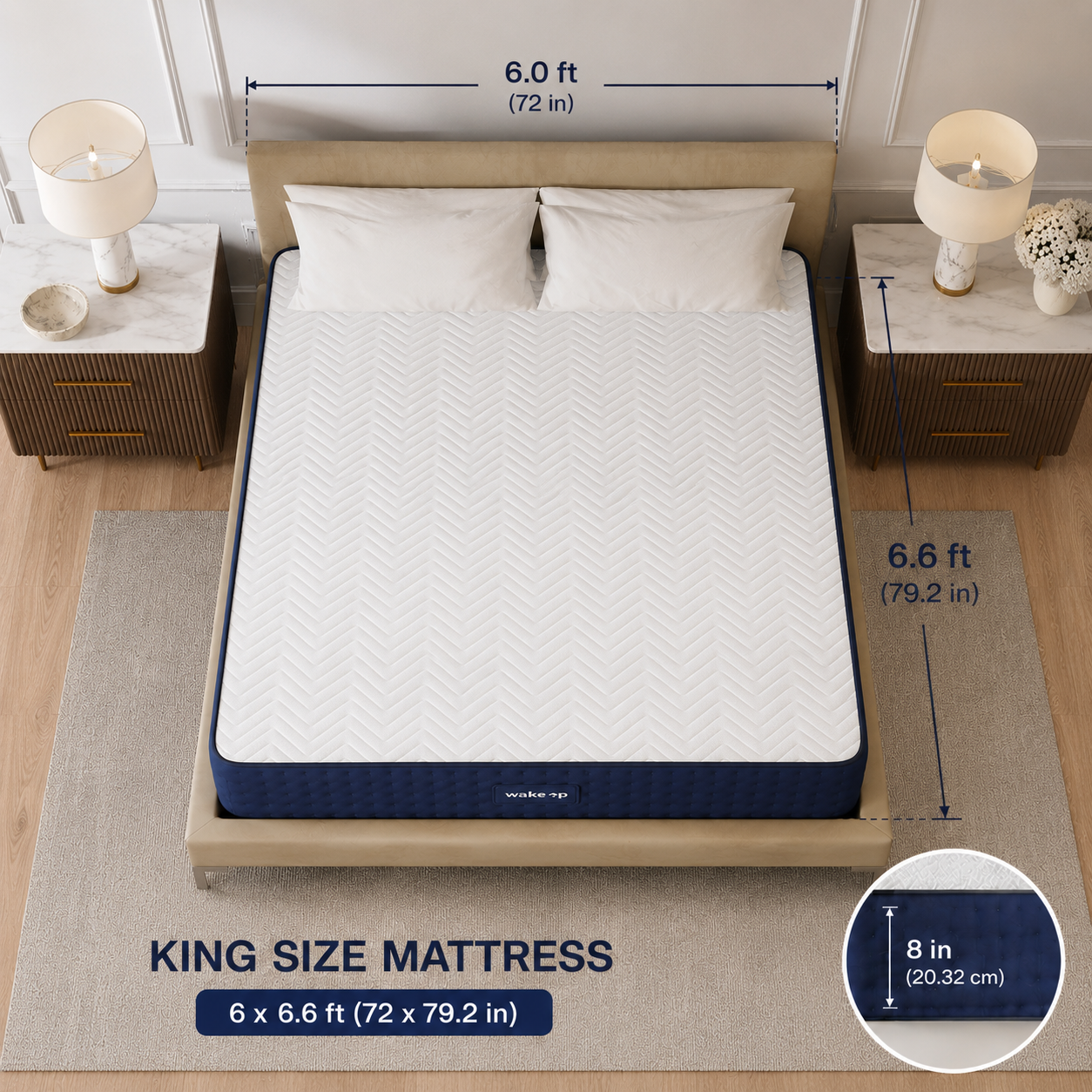 8-inch KING Dual Comfort M-Foam Mattress with Body Zone Technology (6x6.6ft)