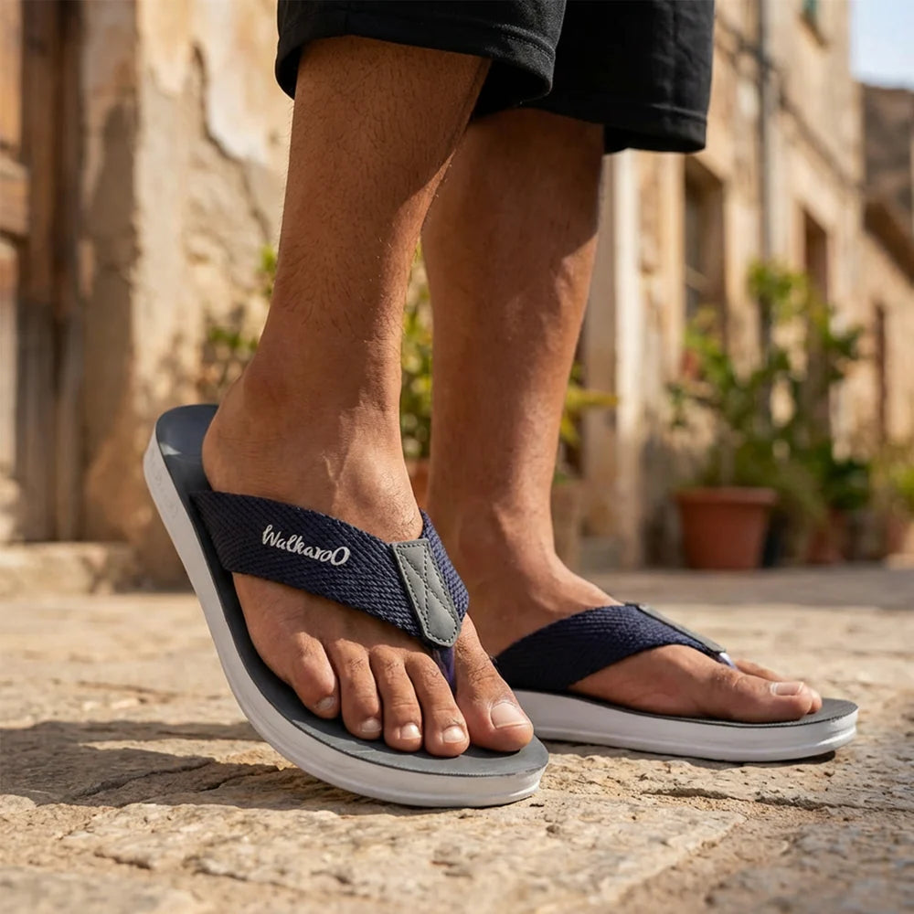 Walkaroo Men Solid Thong Sandals - WG5002  Blue